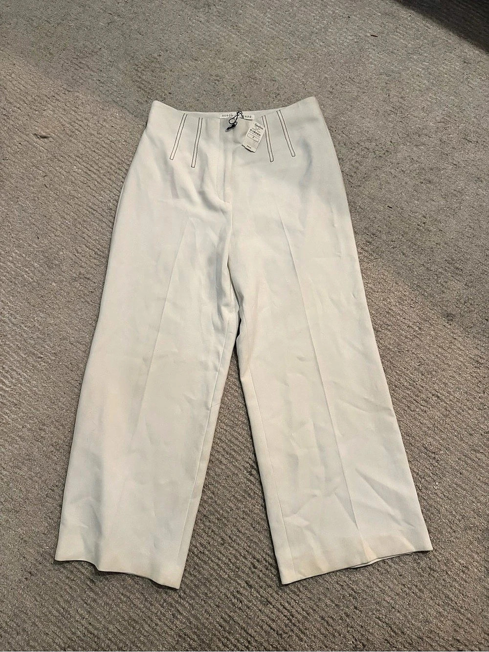 Veronica Beard Striped Wide Leg Pants in White Size 6 NWT